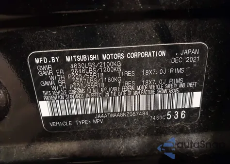 2022 Mitsubishi Eclipse Cross Se S-Awc/Se Special Edition S-Awc/Sel S-Awc/Sel Special Edition S-Awc from USA, damaged, VIN JA4ATWAA8NZ057484